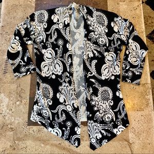 Women’s SZ S CACHE Black & White Floral Cardigan